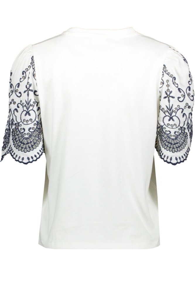 JDYOMA BRODERIE ANGLAISE TOP JRS 15341457 CLOUD DANCER/BLACK IRIS EMB